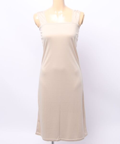 KOBE LETTUCE（コウベレタス）の「ブラ紐隠しタンクトップペチコートワンピース（インナーウェア/肌着・レディース・ブラック/オフホワイト/ベージュ・SM/L/XL）」の13枚目の写真
