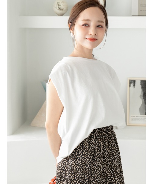 fifth（フィフス）の「フレンチスリーブシンプルカットソー（Tシャツ/カットソー・レディース・ホワイト/ラベンダー・MEDIUM）」の2枚目の写真