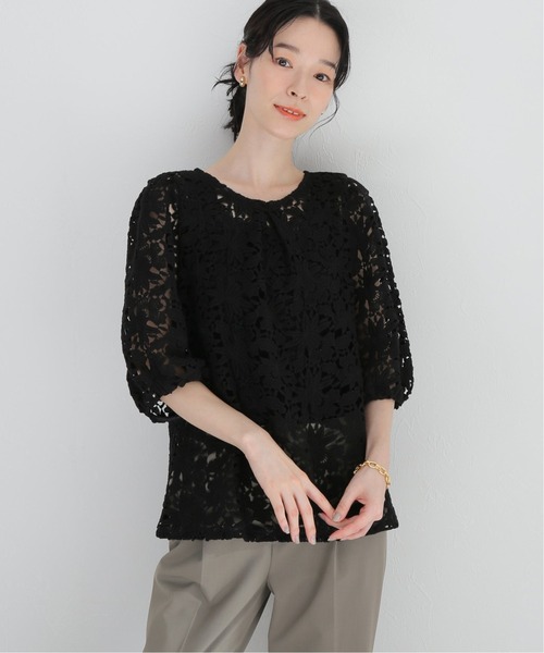 La TOTALITE(ラトータリテ)の「レースギャザースリーブブラウス【手洗い可能】◆(シャツ/ブラウス・レディース・ブラック/ベージュ系その他・FREE)」の2枚目の写真