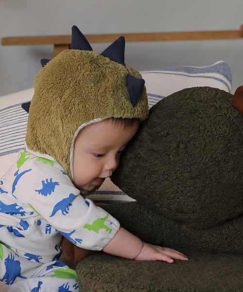 HAKKA BABY（ハッカベビー）の「[ベビー]アニマル耳付ボアニット帽子（ニットキャップ/ビーニー・キッズ・ピンク/オフホワイト/ブラウン/グリーン/キナリ/クリーム・S）」の14枚目の写真