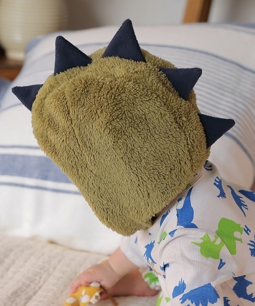 HAKKA BABY（ハッカベビー）の「[ベビー]アニマル耳付ボアニット帽子（ニットキャップ/ビーニー・キッズ・ピンク/オフホワイト/ブラウン/グリーン/キナリ/クリーム・S）」の16枚目の写真