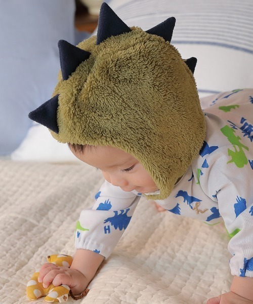 HAKKA BABY（ハッカベビー）の「[ベビー]アニマル耳付ボアニット帽子（ニットキャップ/ビーニー・キッズ・ピンク/オフホワイト/ブラウン/グリーン/キナリ/クリーム・S）」の17枚目の写真