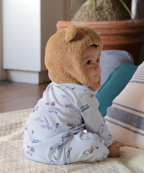 HAKKA BABY（ハッカベビー）の「[ベビー]アニマル耳付ボアニット帽子（ニットキャップ/ビーニー・キッズ・ピンク/オフホワイト/ブラウン/グリーン/キナリ/クリーム・S）」の20枚目の写真