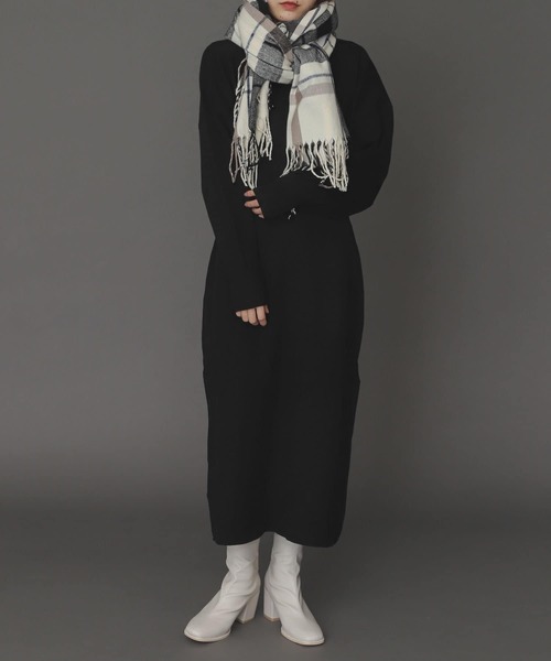 SENSE OF PLACE by URBAN RESEARCH（センスオブプレイスバイアーバンリサーチ）の「ウエストマークニットワンピース（ワンピース・レディース・ライトベージュ/ブラック/ライトブルー・ONE）」の2枚目の写真