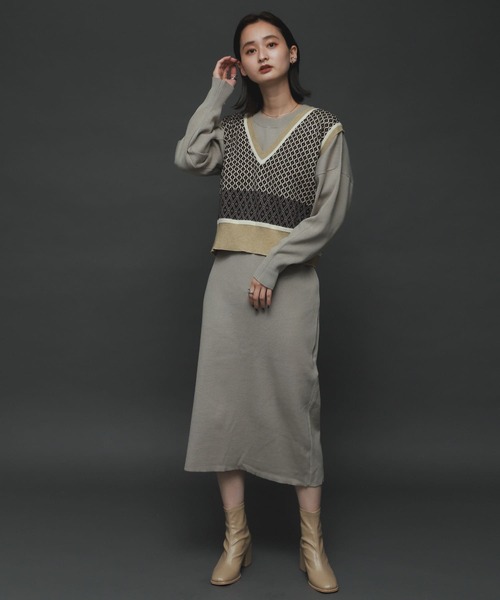 SENSE OF PLACE by URBAN RESEARCH（センスオブプレイスバイアーバンリサーチ）の「ウエストマークニットワンピース（ワンピース・レディース・ライトベージュ/ブラック/ライトブルー・ONE）」の10枚目の写真