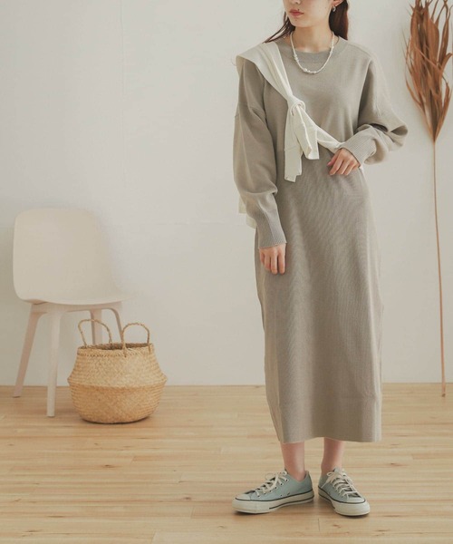 SENSE OF PLACE by URBAN RESEARCH（センスオブプレイスバイアーバンリサーチ）の「ウエストマークニットワンピース（ワンピース・レディース・ライトベージュ/ブラック/ライトブルー・ONE）」の14枚目の写真