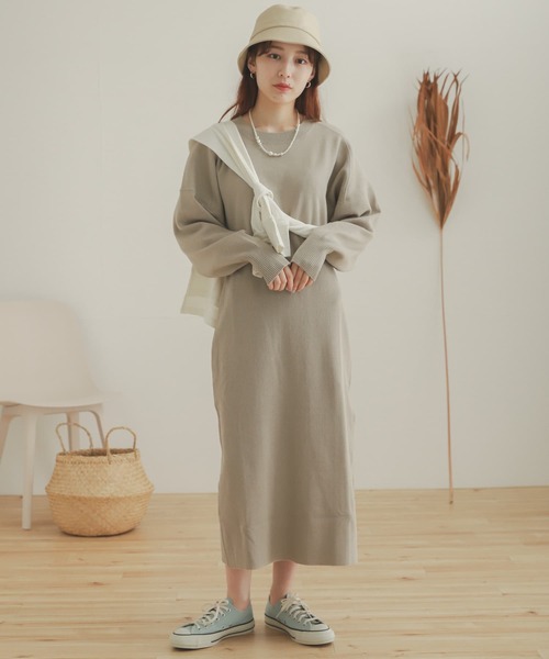 SENSE OF PLACE by URBAN RESEARCH（センスオブプレイスバイアーバンリサーチ）の「ウエストマークニットワンピース（ワンピース・レディース・ライトベージュ/ブラック/ライトブルー・ONE）」の15枚目の写真