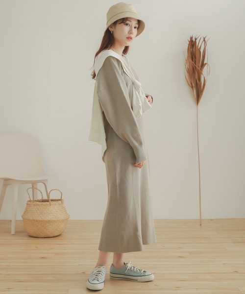 SENSE OF PLACE by URBAN RESEARCH（センスオブプレイスバイアーバンリサーチ）の「ウエストマークニットワンピース（ワンピース・レディース・ライトベージュ/ブラック/ライトブルー・ONE）」の18枚目の写真