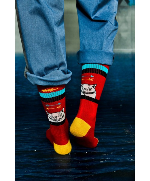 AlexanderLeeChang(アレキサンダーリーチャン)の「AlexanderLeeChang/アレキサンダーリーチャン YOSHI47 SOCKS ロゴ(ソックス/靴下・メンズ・ブラウン/ホワイト/レッド・FREE)」の12枚目の写真