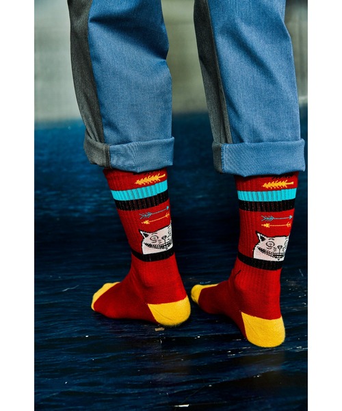 AlexanderLeeChang(アレキサンダーリーチャン)の「AlexanderLeeChang/アレキサンダーリーチャン YOSHI47 SOCKS ロゴ(ソックス/靴下・メンズ・ブラウン/ホワイト/レッド・FREE)」の14枚目の写真