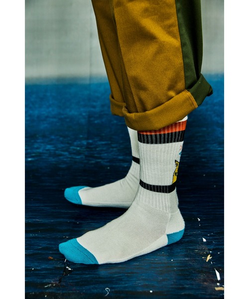 AlexanderLeeChang(アレキサンダーリーチャン)の「AlexanderLeeChang/アレキサンダーリーチャン YOSHI47 SOCKS ロゴ(ソックス/靴下・メンズ・ブラウン/ホワイト/レッド・FREE)」の10枚目の写真