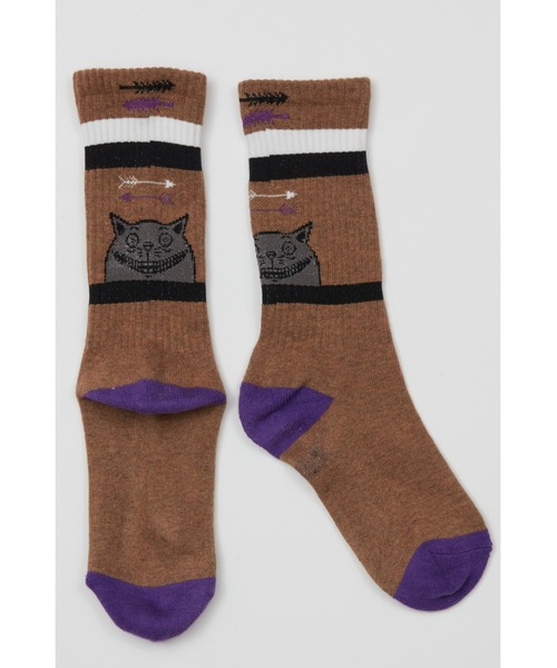 AlexanderLeeChang(アレキサンダーリーチャン)の「AlexanderLeeChang/アレキサンダーリーチャン YOSHI47 SOCKS ロゴ(ソックス/靴下・メンズ・ブラウン/ホワイト/レッド・FREE)」の5枚目の写真