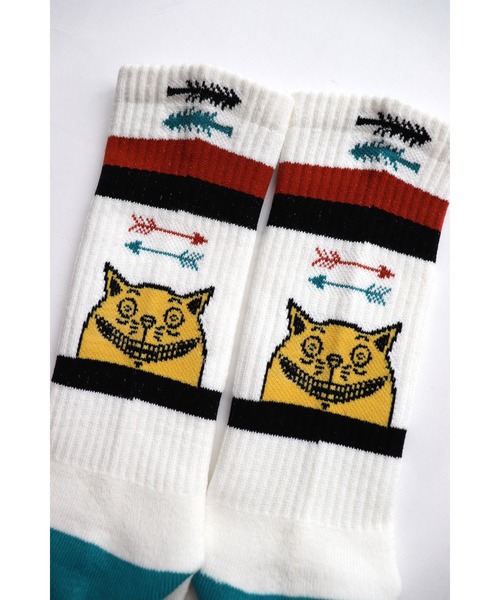 AlexanderLeeChang(アレキサンダーリーチャン)の「AlexanderLeeChang/アレキサンダーリーチャン YOSHI47 SOCKS ロゴ(ソックス/靴下・メンズ・ブラウン/ホワイト/レッド・FREE)」の6枚目の写真