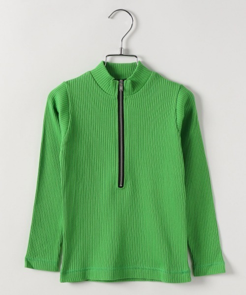 JEANASIS(ジーナシス)の「【KIDS】フロントZIPリブプルオーバー/256504(Tシャツ/カットソー・キッズ・アイボリー/ブラック/グリーン・120/140)」の3枚目の写真