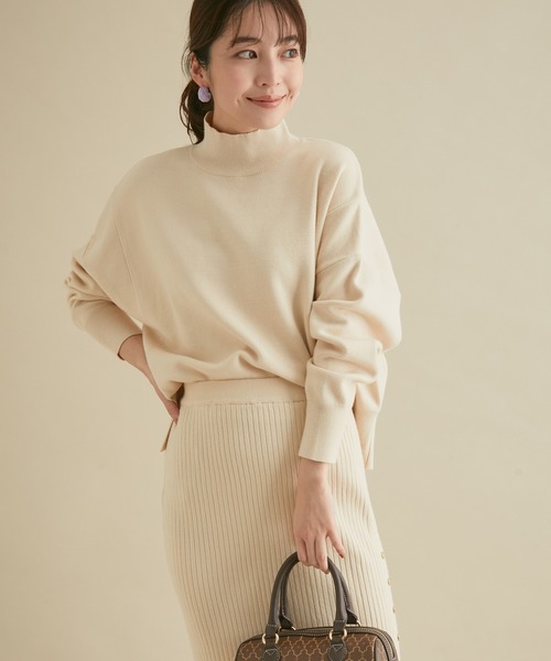 VIS（ビス）の「【セットアップ対応】ゆったりしたフォルムがかわいいハイネックミラノリブプルオーバー（ニット/セーター・レディース・ブラック/サックスブルー/キナリ/ブラウン系その他2・FREE）」の10枚目の写真