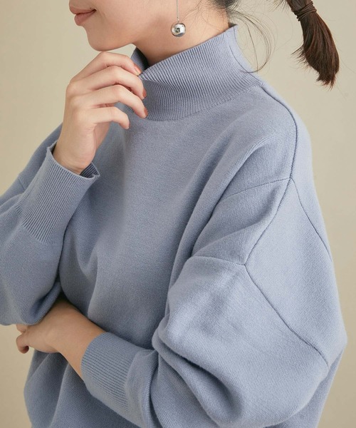 VIS（ビス）の「【セットアップ対応】ゆったりしたフォルムがかわいいハイネックミラノリブプルオーバー（ニット/セーター・レディース・ブラック/サックスブルー/キナリ/ブラウン系その他2・FREE）」の17枚目の写真