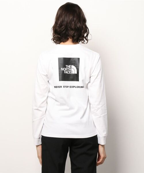 THE NORTH FACE（ザノースフェイス）の「ザ ノース フェイス THE NORTH FACE L/S Back Square Logo Tee(ロングスリーブバックスクエアロゴティー)（Tシャツ/カットソー・レディース・ホワイト/グレー/ローズ/ブラック・M/XL/L）」の8枚目の写真