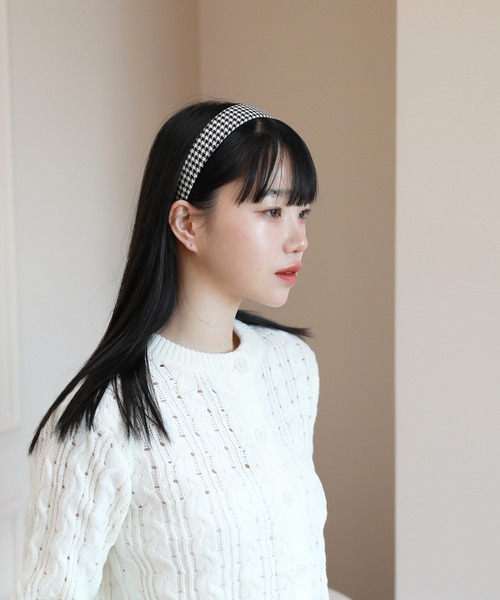 by muni:r（バイ ムニール）の「ハイティーン ムード  ハウンド チェック ヘアバンド（カチューシャ・レディース・ブラウン/アイボリー/ブラウン系その他・ONE SIZE）」の7枚目の写真