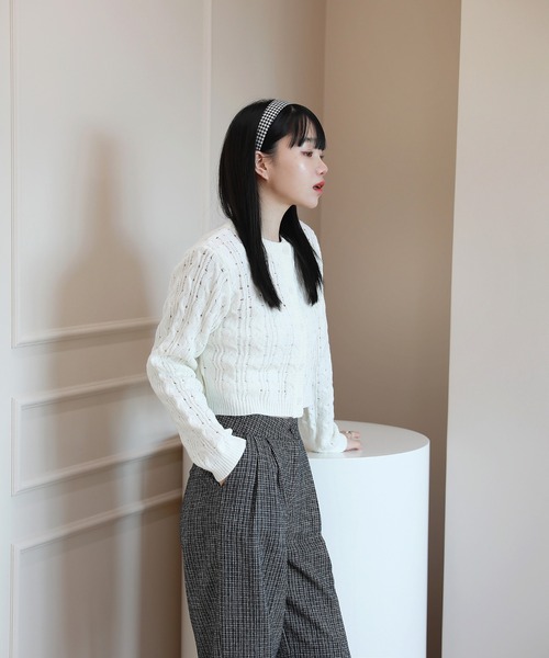 by muni:r（バイ ムニール）の「ハイティーン ムード  ハウンド チェック ヘアバンド（カチューシャ・レディース・ブラウン/アイボリー/ブラウン系その他・ONE SIZE）」の13枚目の写真