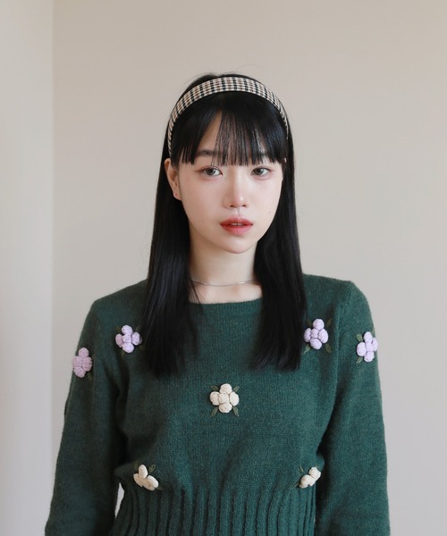 by muni:r（バイ ムニール）の「ハイティーン ムード  ハウンド チェック ヘアバンド（カチューシャ・レディース・ブラウン/アイボリー/ブラウン系その他・ONE SIZE）」の12枚目の写真