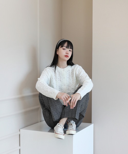 by muni:r（バイ ムニール）の「ハイティーン ムード  ハウンド チェック ヘアバンド（カチューシャ・レディース・ブラウン/アイボリー/ブラウン系その他・ONE SIZE）」の5枚目の写真