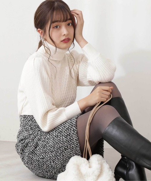 PROPORTION BODY DRESSING（プロポーションボディドレッシング）の「ケーブルニット（ニット/セーター・レディース・グレー/ホワイト系その他/ピンク・FREE）」の2枚目の写真