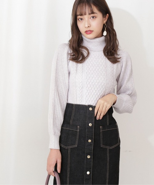 PROPORTION BODY DRESSING（プロポーションボディドレッシング）の「ケーブルニット（ニット/セーター・レディース・グレー/ホワイト系その他/ピンク・FREE）」の4枚目の写真