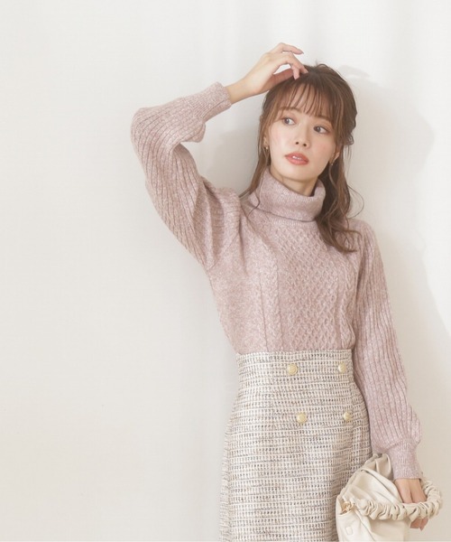 PROPORTION BODY DRESSING（プロポーションボディドレッシング）の「ケーブルニット（ニット/セーター・レディース・グレー/ホワイト系その他/ピンク・FREE）」の6枚目の写真