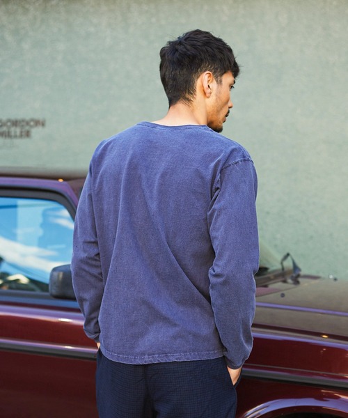 Good On（グッドオン）の「GOOD ON　L/SポケットTシャツ GOLT1306（Tシャツ/カットソー・メンズ・ネイビー/杢グレー/モカ/ライトパープル・S/M/L/XL）」の5枚目の写真