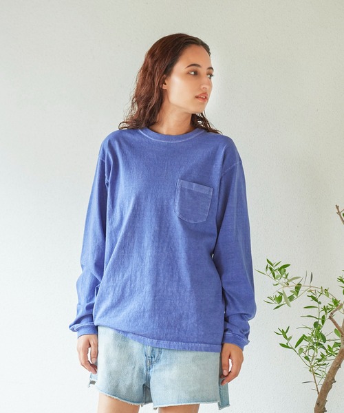 Good On（グッドオン）の「GOOD ON　L/SポケットTシャツ GOLT1306（Tシャツ/カットソー・メンズ・ネイビー/杢グレー/モカ/ライトパープル・S/M/L/XL）」の14枚目の写真