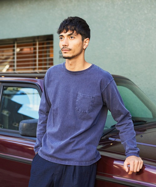 Good On(グッドオン)の「GOOD ON L/SポケットTシャツ GOLT1306(Tシャツ/カットソー・メンズ・ネイビー/杢グレー/モカ/ライトパープル・S/M/L/XL)」の20枚目の写真