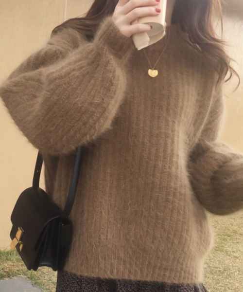 Doula Doula（ドゥーラドゥーラ）の「パステルカラーシャギーニット（ニット/セーター・レディース・ブラウン/ピンク/イエロー/ブルー/モカ/アイボリー/グリーン・FREE）」の8枚目の写真