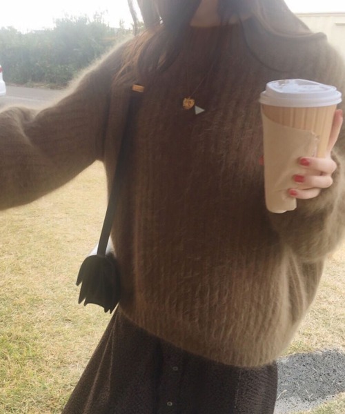 Doula Doula（ドゥーラドゥーラ）の「パステルカラーシャギーニット（ニット/セーター・レディース・ブラウン/ピンク/イエロー/ブルー/モカ/アイボリー/グリーン・FREE）」の9枚目の写真