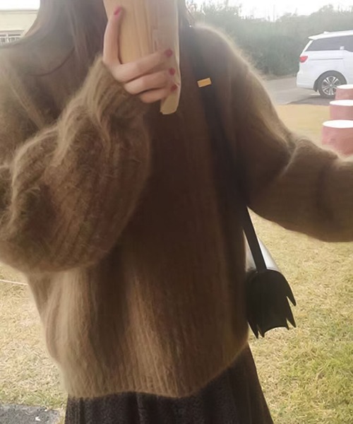 Doula Doula（ドゥーラドゥーラ）の「パステルカラーシャギーニット（ニット/セーター・レディース・ブラウン/ピンク/イエロー/ブルー/モカ/アイボリー/グリーン・FREE）」の11枚目の写真