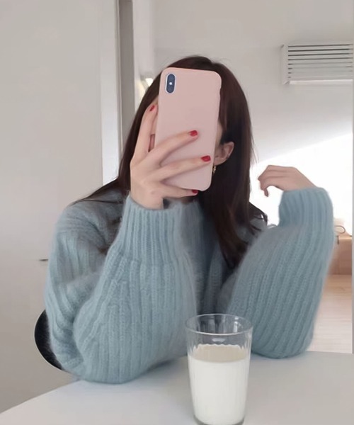 Doula Doula（ドゥーラドゥーラ）の「パステルカラーシャギーニット（ニット/セーター・レディース・ブラウン/ピンク/イエロー/ブルー/モカ/アイボリー/グリーン・FREE）」の20枚目の写真