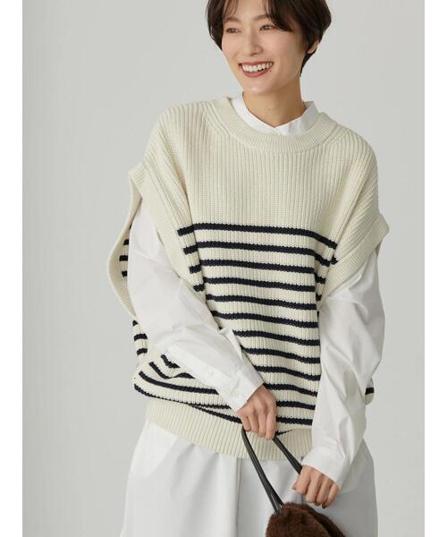 AMERICAN HOLIC(アメリカンホリック)の「クルーネック片畦ニットベスト(ベスト・レディース・その他7/ブラック・L/M)」の3枚目の写真