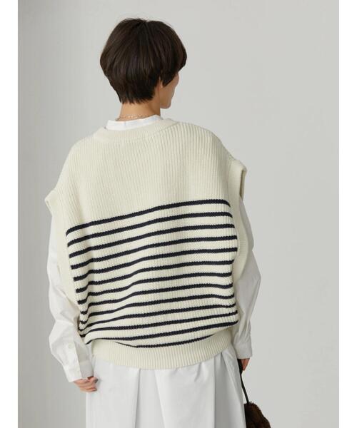 AMERICAN HOLIC(アメリカンホリック)の「クルーネック片畦ニットベスト(ベスト・レディース・その他7/ブラック・L/M)」の8枚目の写真