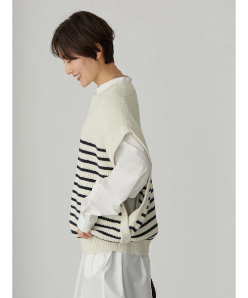 AMERICAN HOLIC(アメリカンホリック)の「クルーネック片畦ニットベスト(ベスト・レディース・その他7/ブラック・L/M)」の9枚目の写真