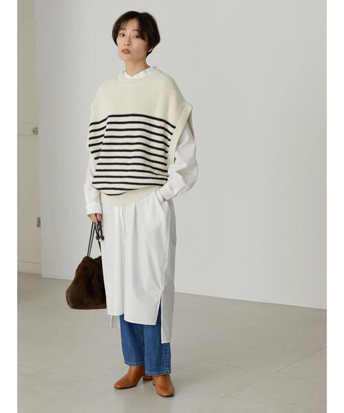 AMERICAN HOLIC(アメリカンホリック)の「クルーネック片畦ニットベスト(ベスト・レディース・その他7/ブラック・L/M)」の11枚目の写真