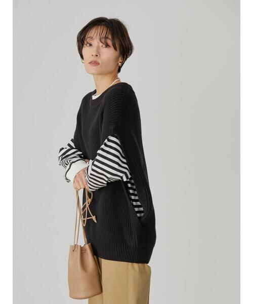 AMERICAN HOLIC(アメリカンホリック)の「クルーネック片畦ニットベスト(ベスト・レディース・その他7/ブラック・L/M)」の12枚目の写真