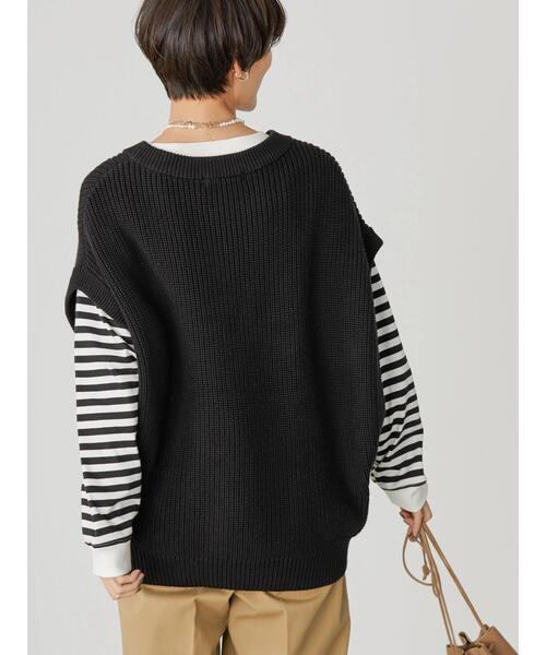 AMERICAN HOLIC(アメリカンホリック)の「クルーネック片畦ニットベスト(ベスト・レディース・その他7/ブラック・L/M)」の14枚目の写真