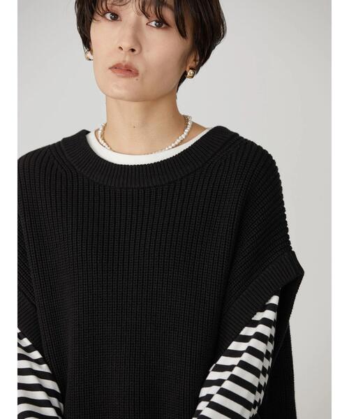 AMERICAN HOLIC(アメリカンホリック)の「クルーネック片畦ニットベスト(ベスト・レディース・その他7/ブラック・L/M)」の15枚目の写真