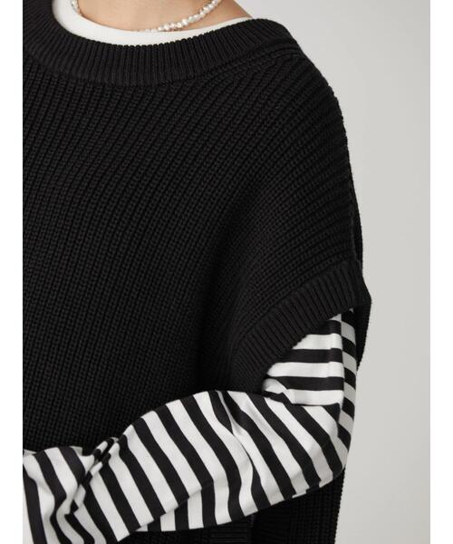 AMERICAN HOLIC(アメリカンホリック)の「クルーネック片畦ニットベスト(ベスト・レディース・その他7/ブラック・L/M)」の16枚目の写真