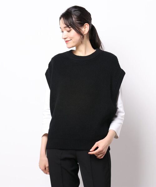 AMERICAN HOLIC(アメリカンホリック)の「クルーネック片畦ニットベスト(ベスト・レディース・その他7/ブラック・L/M)」の6枚目の写真