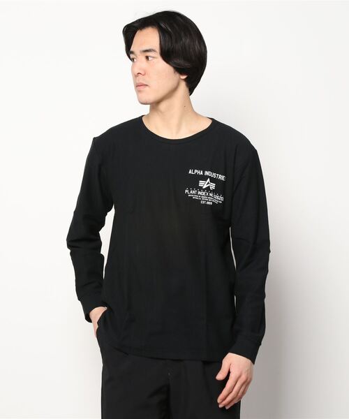 ※ALPHA（アルファ）の「ALPHA アルファ ヘリンボーン プリント ロングスリーブTシャツ（Tシャツ/カットソー・メンズ・ホワイト/ブラック/レッド/カーキ・M/L/XL）」の17枚目の写真