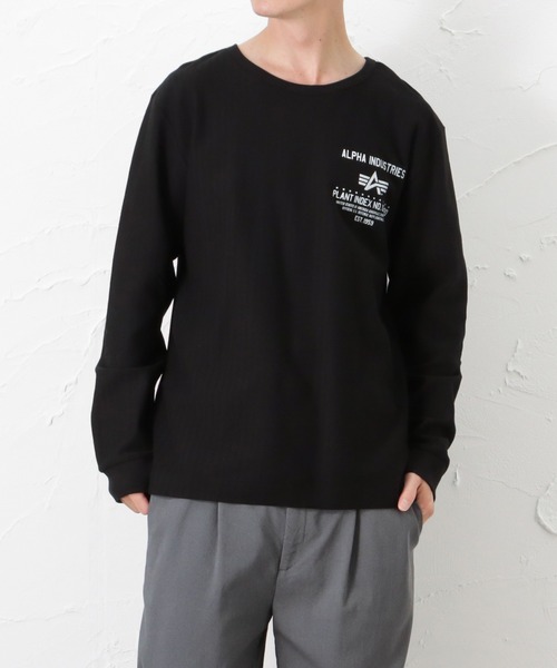 ※ALPHA（アルファ）の「ALPHA アルファ ヘリンボーン プリント ロングスリーブTシャツ（Tシャツ/カットソー・メンズ・ホワイト/ブラック/レッド/カーキ・M/L/XL）」の19枚目の写真