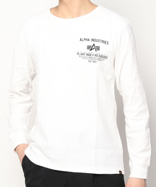 ※ALPHA（アルファ）の「ALPHA アルファ ヘリンボーン プリント ロングスリーブTシャツ（Tシャツ/カットソー・メンズ・ホワイト/ブラック/レッド/カーキ・M/L/XL）」の8枚目の写真