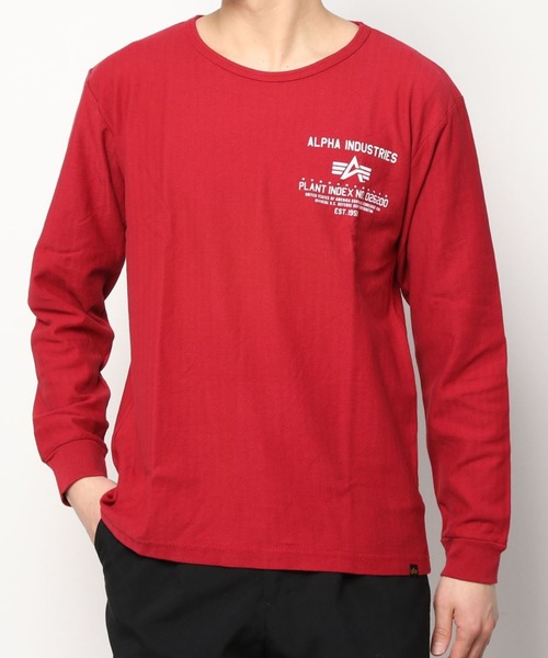 ※ALPHA（アルファ）の「ALPHA アルファ ヘリンボーン プリント ロングスリーブTシャツ（Tシャツ/カットソー・メンズ・ホワイト/ブラック/レッド/カーキ・M/L/XL）」の5枚目の写真