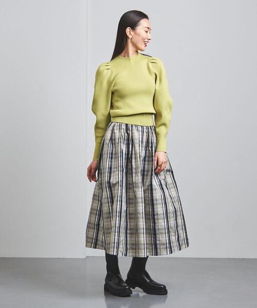 UNITED ARROWS（ユナイテッドアローズ）の「＜UNITED ARROWS＞P パフスリーブ ニット W（ニット/セーター・レディース・ネイビー/ライム・FREE）」の9枚目の写真