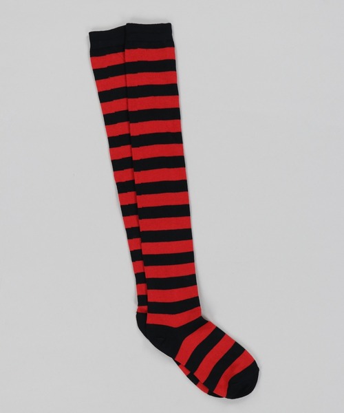 SPINNS（スピンズ）の「ボーダーハイソックス（ソックス/靴下・レディース・ブラック×ホワイト/ブラック×レッド・ONESIZE）」の12枚目の写真